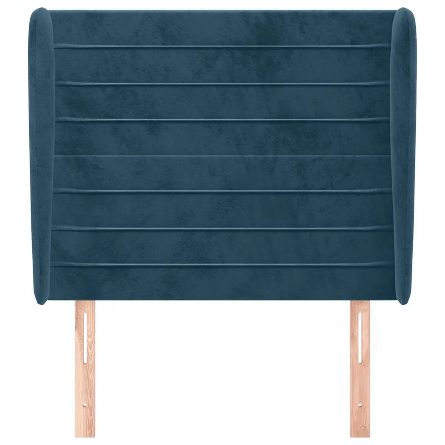 Tête de lit avec oreilles Bleu foncé 83x23x118/128 cm Velours - 3