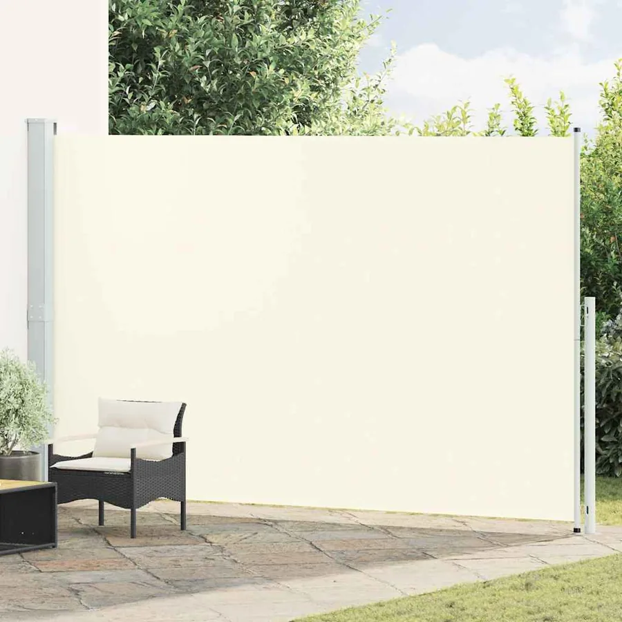 Auvent latéral rétractable de patio 220x500 cm Crème