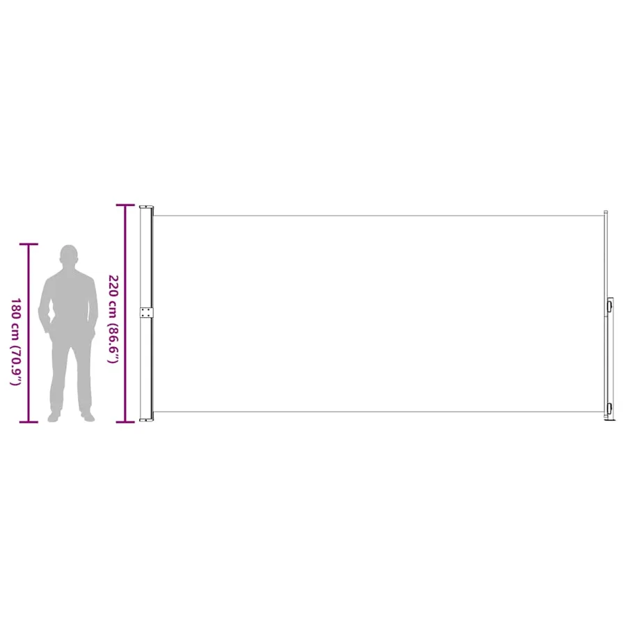 Auvent latéral rétractable de patio 220x500 cm Crème - 11