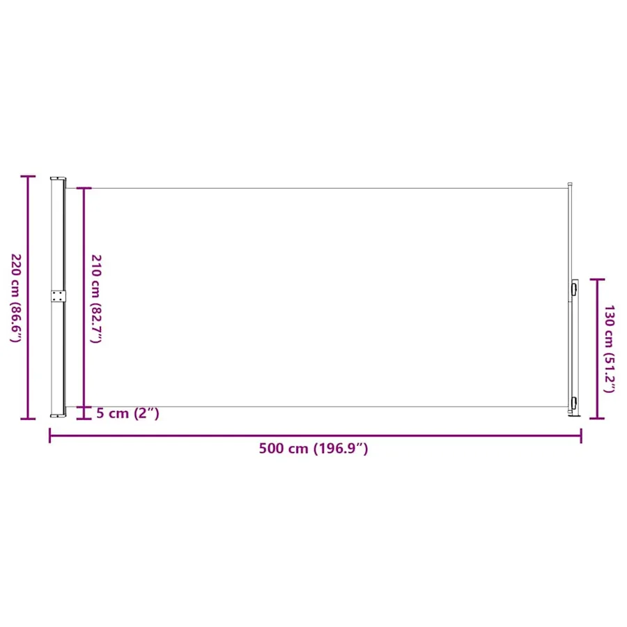 Auvent latéral rétractable de patio 220x500 cm Crème - 9