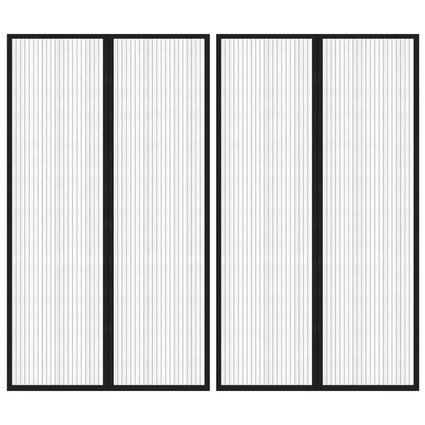Rideaux de porte anti-insectes 2 pcs avec aimants noir 200x80cm
