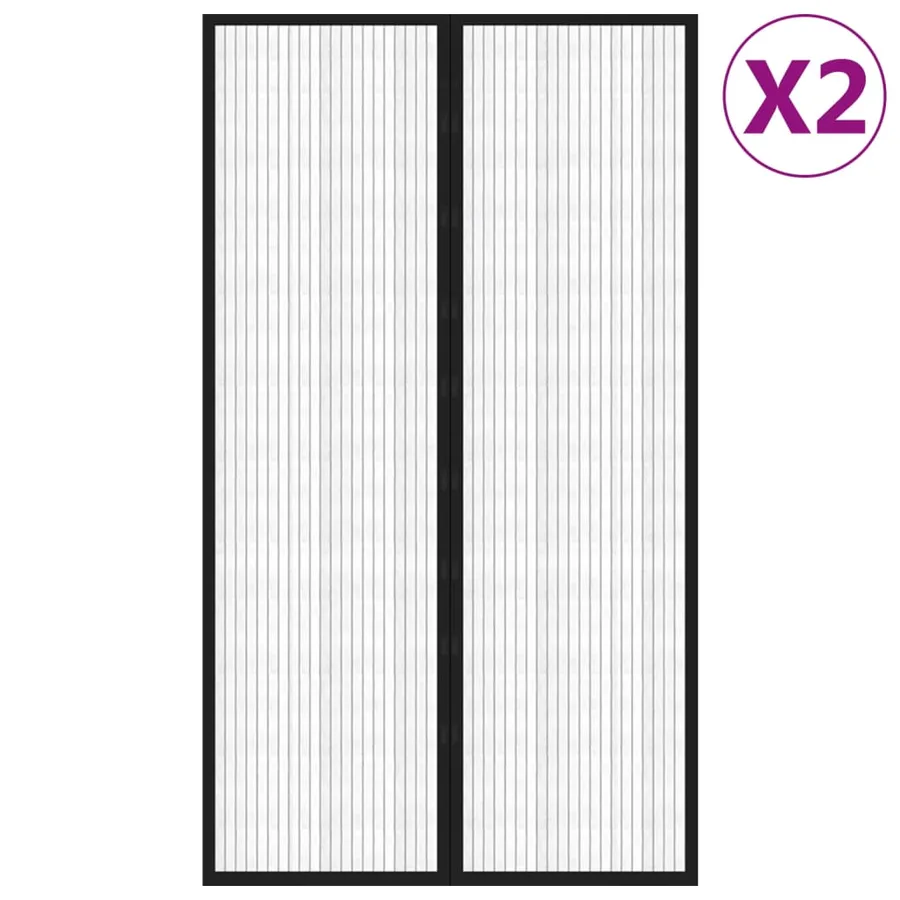Rideaux de porte anti-insectes 2 pcs avec aimants noir 200x80cm - 2