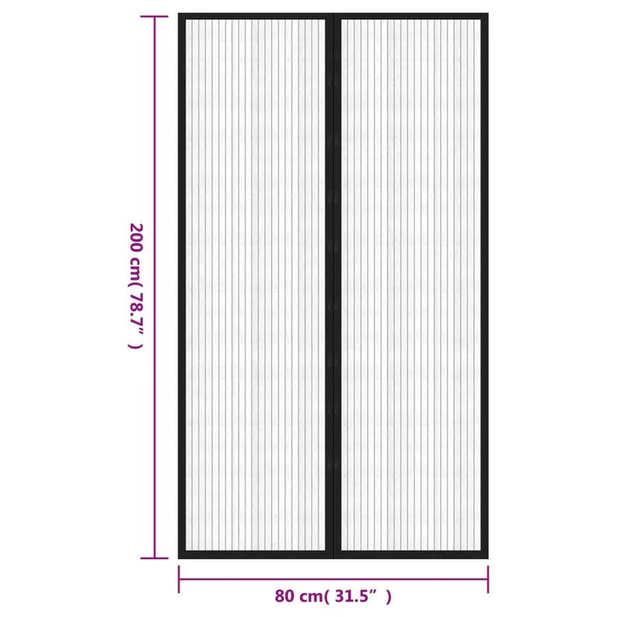 Rideaux de porte anti-insectes 2 pcs avec aimants noir 200x80cm - 8