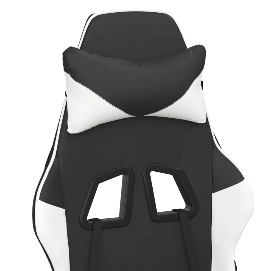 Chaise de jeu de massage avec repose-pied Noir&Blanc Similicuir - 10