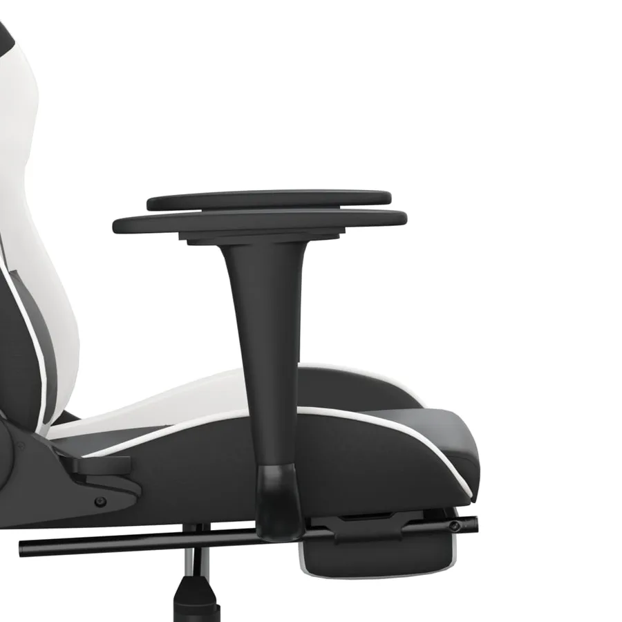 Chaise de jeu de massage avec repose-pied Noir&Blanc Similicuir - 11