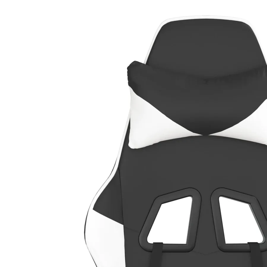 Chaise de jeu de massage avec repose-pied Noir&Blanc Similicuir - 12