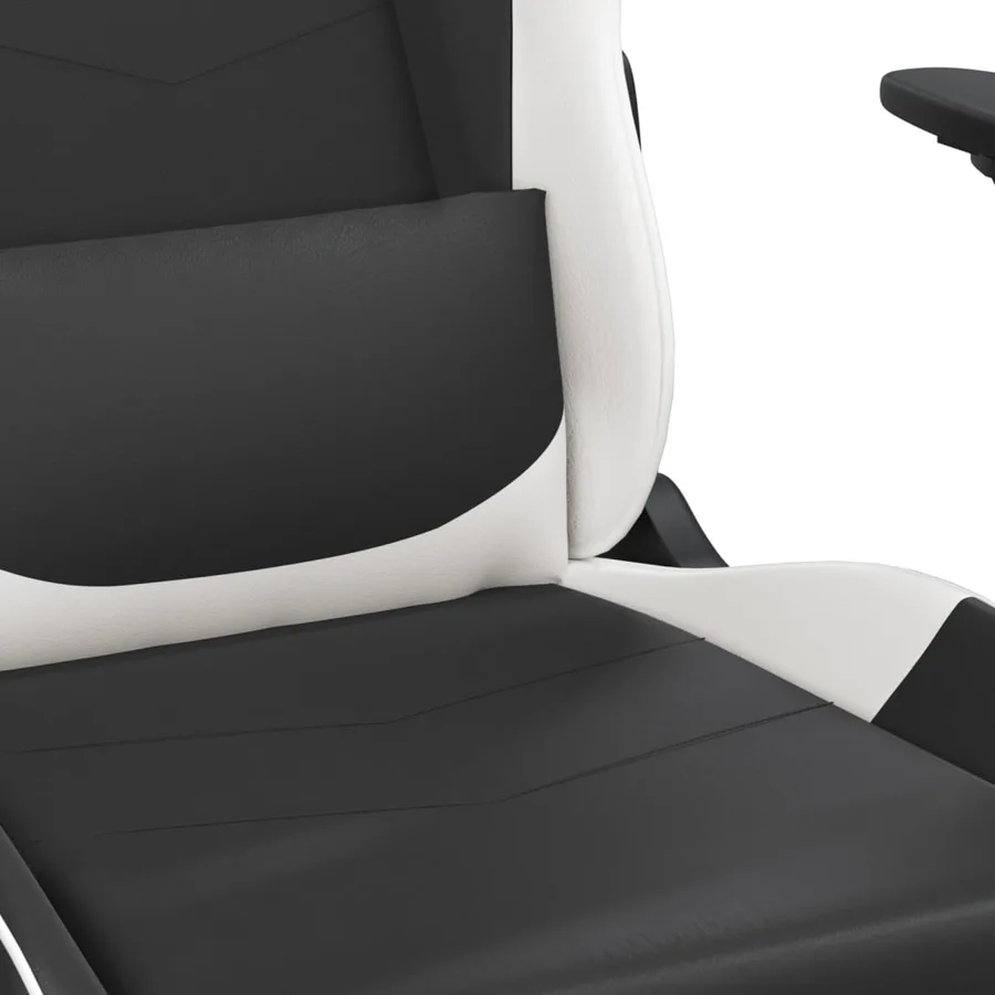 Chaise de jeu de massage avec repose-pied Noir&Blanc Similicuir - 9