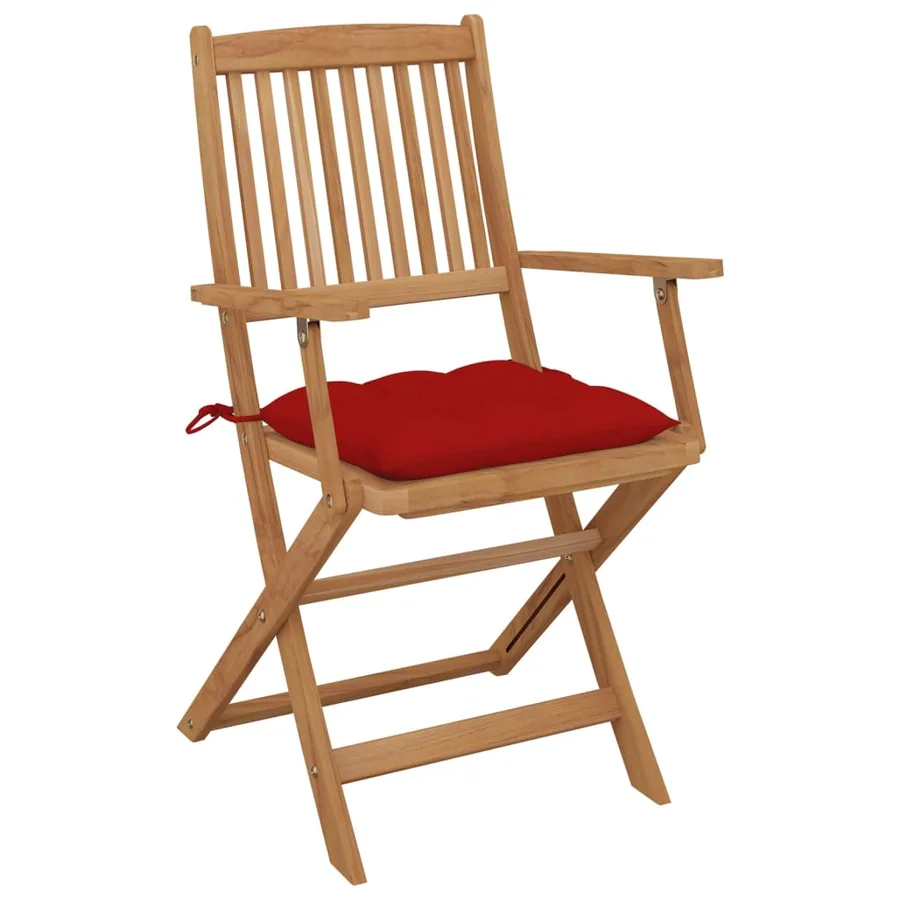 Chaises pliables de jardin lot de 8 avec coussins Bois d'acacia - 3