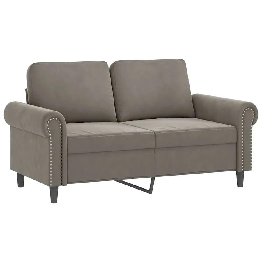 Canapé 2 places oreillers et coussins Gris clair 120 cm Velours - 4