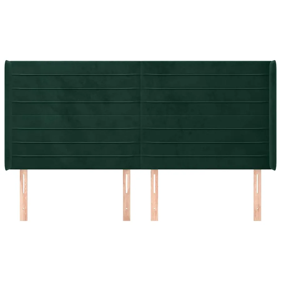 Tête de lit avec oreilles Vert foncé 163x16x118/128 cm Velours - 3