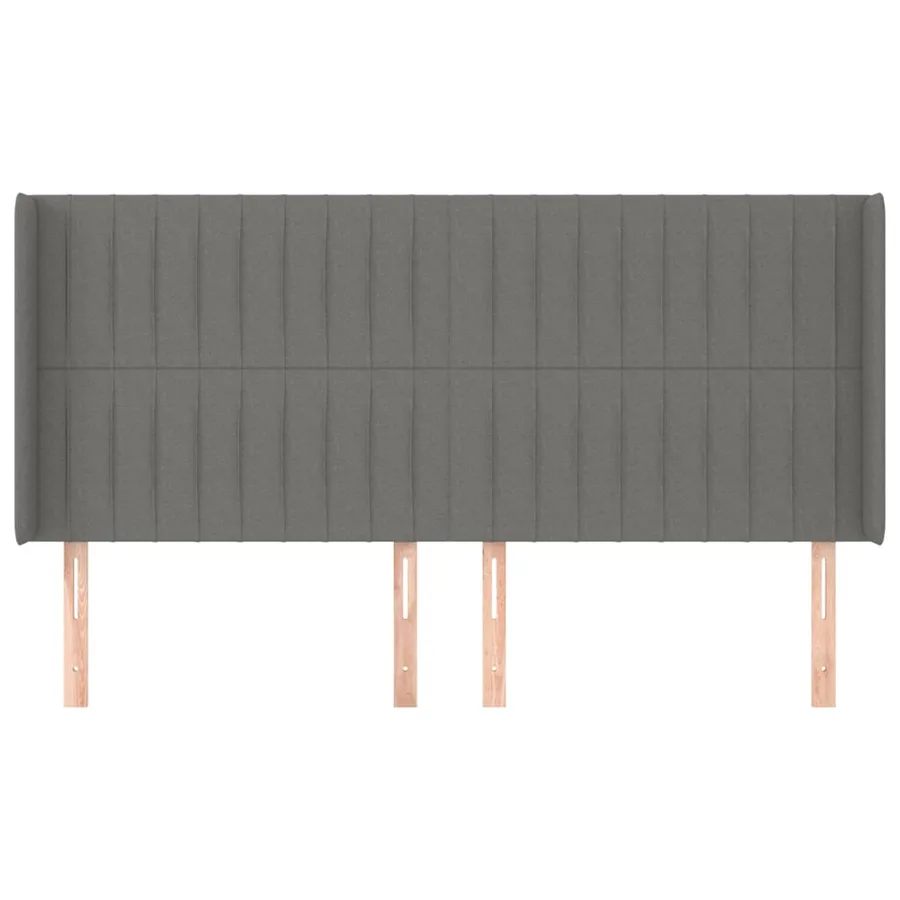 Tête de lit avec oreilles Gris foncé 163x16x118/128 cm Tissu - 3