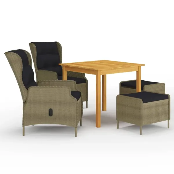 Ensemble à manger de jardin 5 pcs Marron