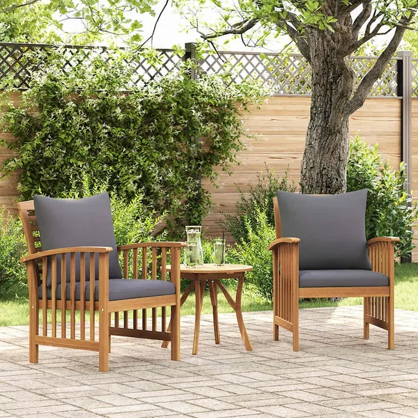Chaises de jardin avec coussins lot de 2 Bois d'acacia massif