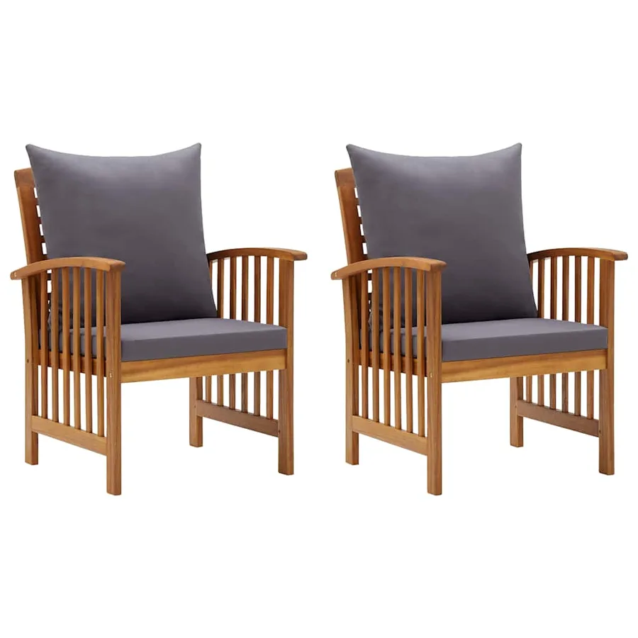 Chaises de jardin avec coussins lot de 2 Bois d'acacia massif - 2