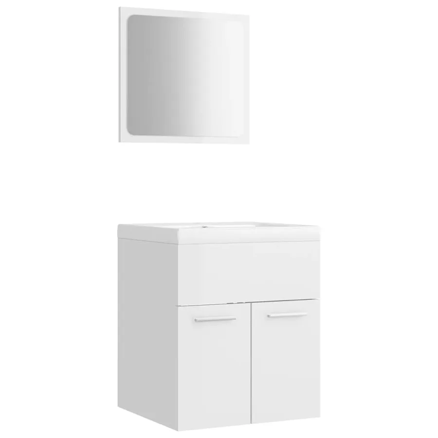 Ensemble de meubles de salle de bain Blanc brillant Aggloméré - 2