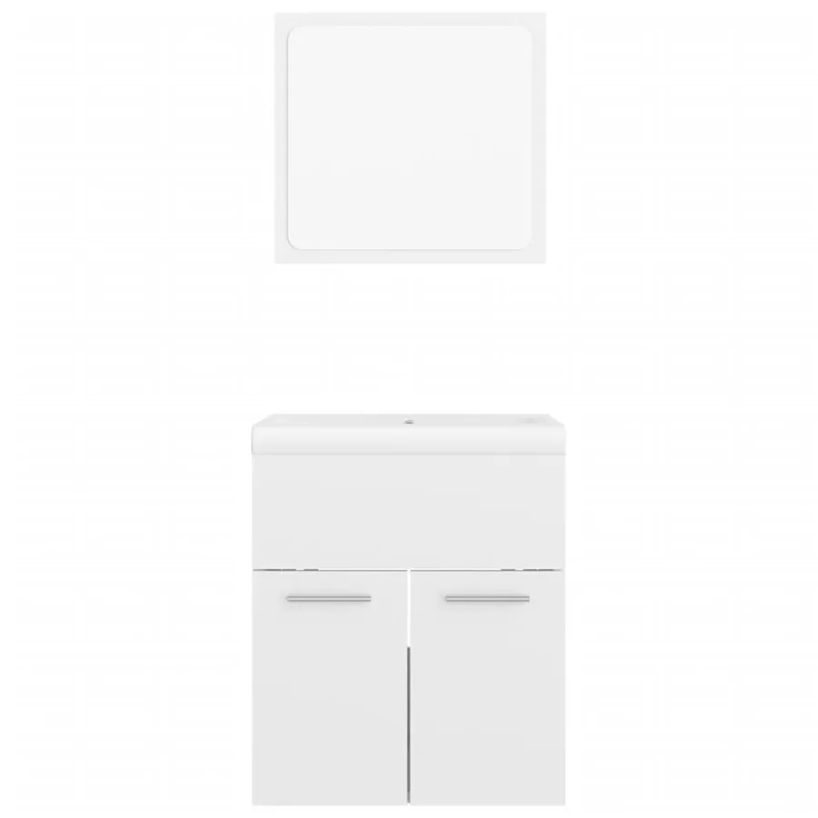 Ensemble de meubles de salle de bain Blanc brillant Aggloméré - 5
