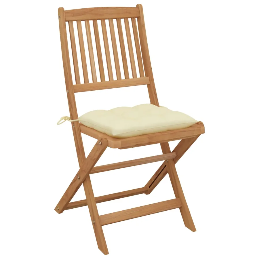 Chaises pliables de jardin lot de 6 avec coussins Bois d'acacia - 3