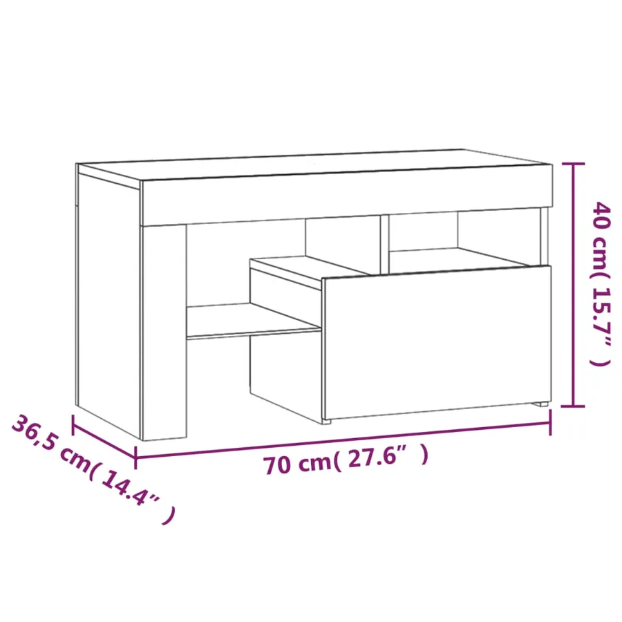 Tables de chevet 2 pcs et lumières LED Noir 70x36,5x40 cm - 11
