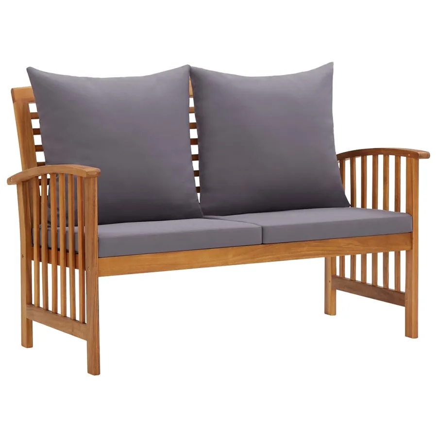 Salon de jardin 2 pcs avec coussins bois d'acacia solide - 4