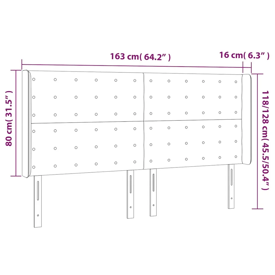Tête de lit à LED Vert foncé 163x16x118/128 cm Velours - 7
