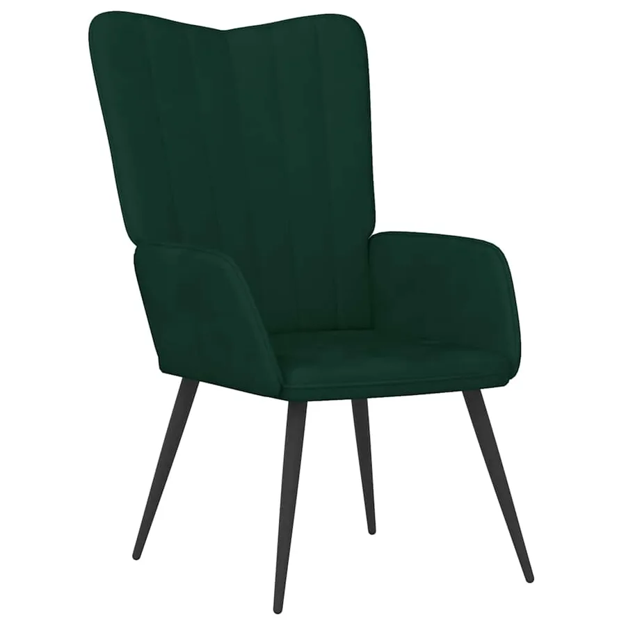 Chaise de relaxation avec tabouret Vert foncé Velours - 6