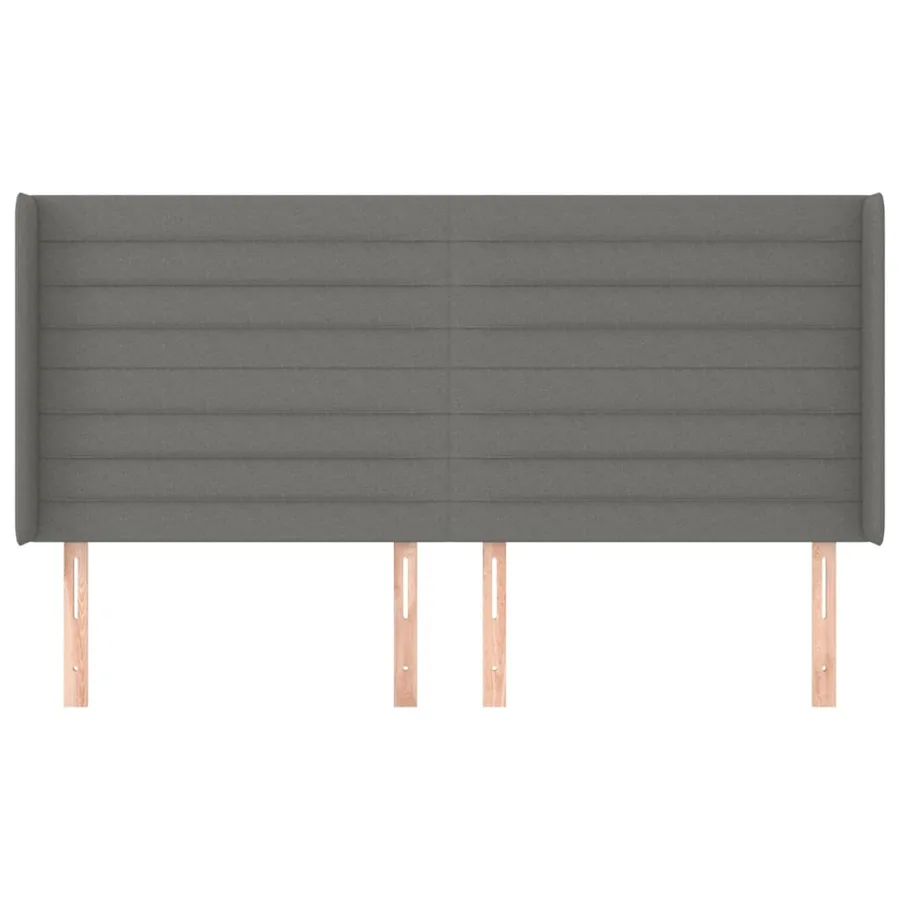 Tête de lit avec oreilles Gris foncé 183x16x118/128 cm Tissu - 3