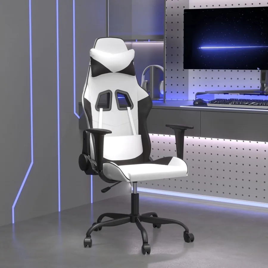 Chaise de jeu Blanc et noir Similicuir