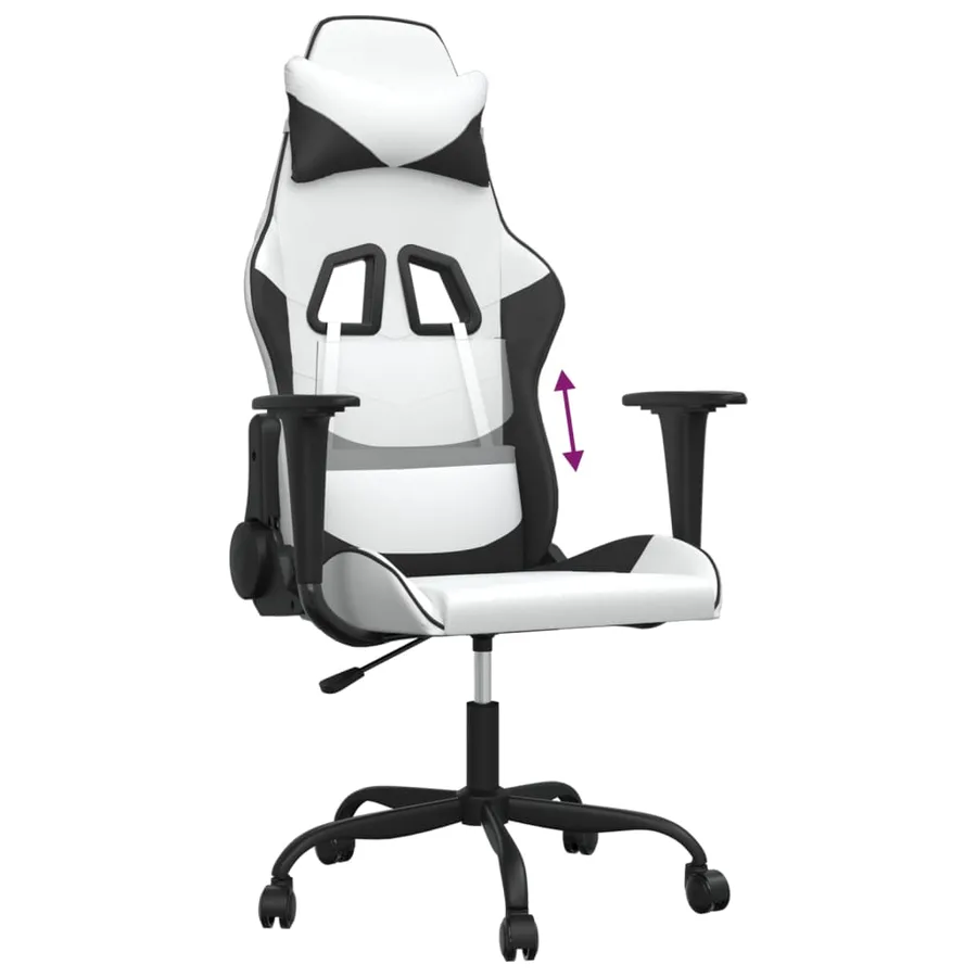 Chaise de jeu Blanc et noir Similicuir - 7