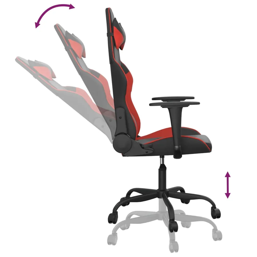 Chaise de jeu de massage Noir et rouge Similicuir - 6