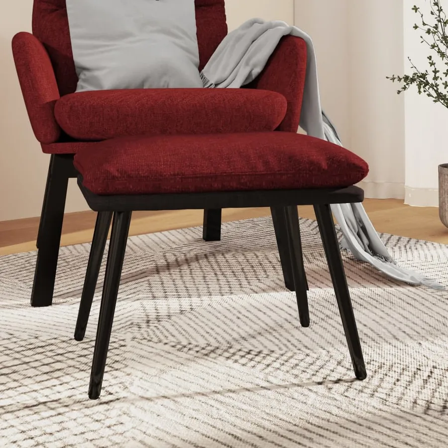 Repose-pied Rouge bordeaux 45x29,5x35 cm Tissu et similicuir