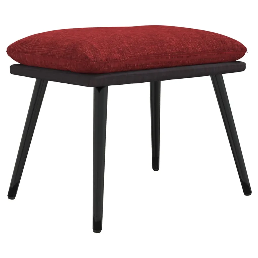 Repose-pied Rouge bordeaux 45x29,5x35 cm Tissu et similicuir - 2