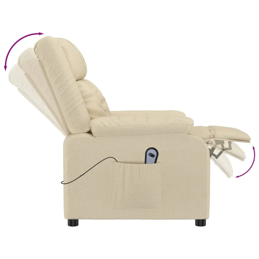 Fauteuil inclinable électrique Crème Tissu - 7