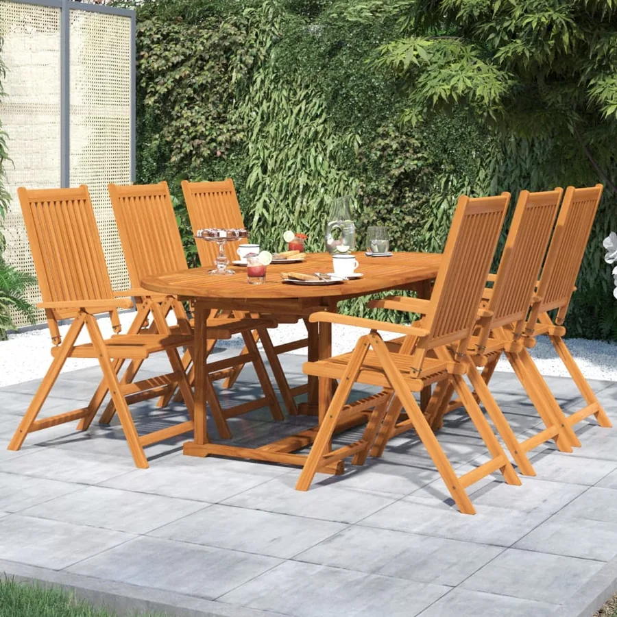 Ensemble à manger de jardin 7 pcs Bois d'acacia massif 120-170 cm