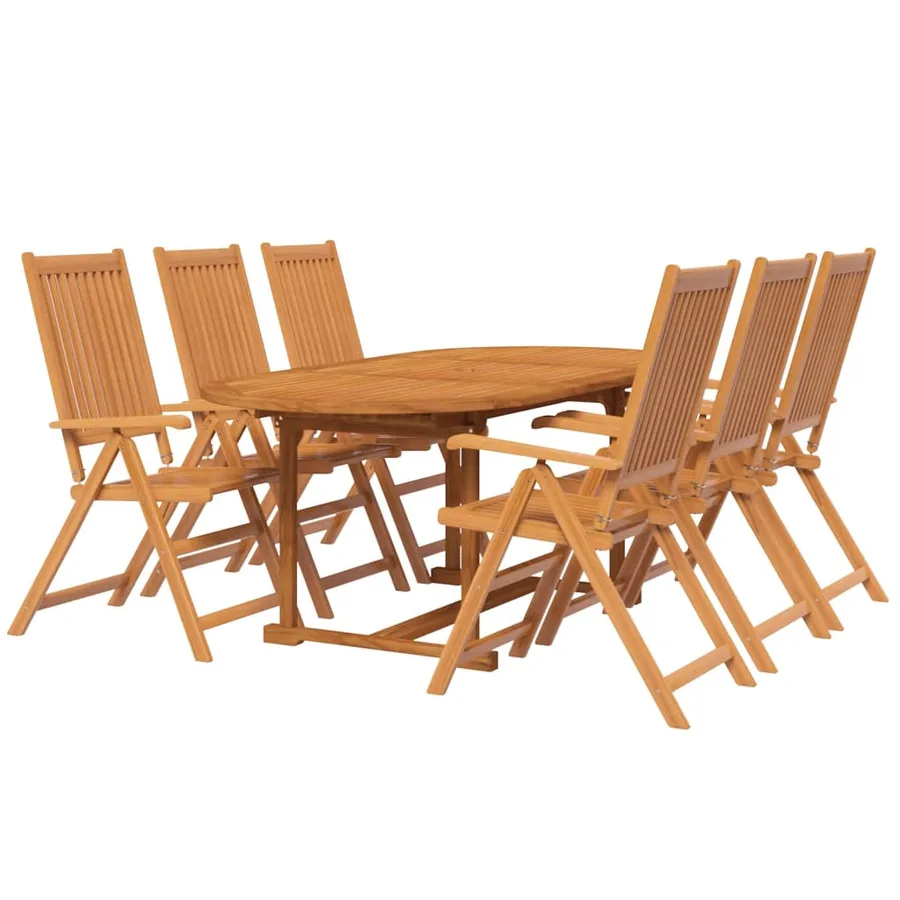 Ensemble à manger de jardin 7 pcs Bois d'acacia massif 120-170 cm - 3