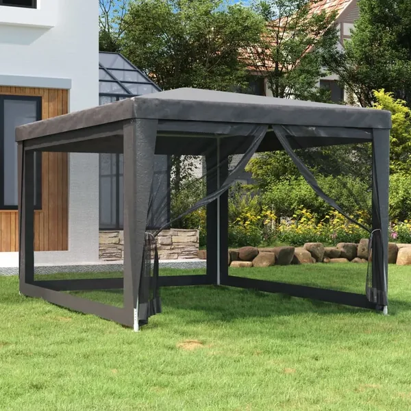 Tente de fête avec 4 parois latérales en maille Anthracite 3x4m