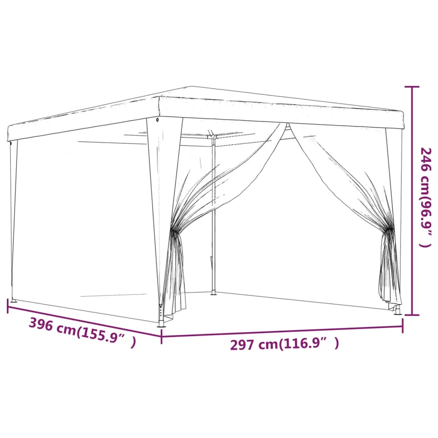 Tente de fête avec 4 parois latérales en maille Anthracite 3x4m - 7