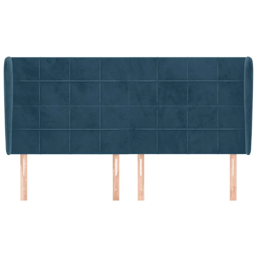 Tête de lit avec oreilles Bleu foncé 163x23x118/128 cm Velours - 3