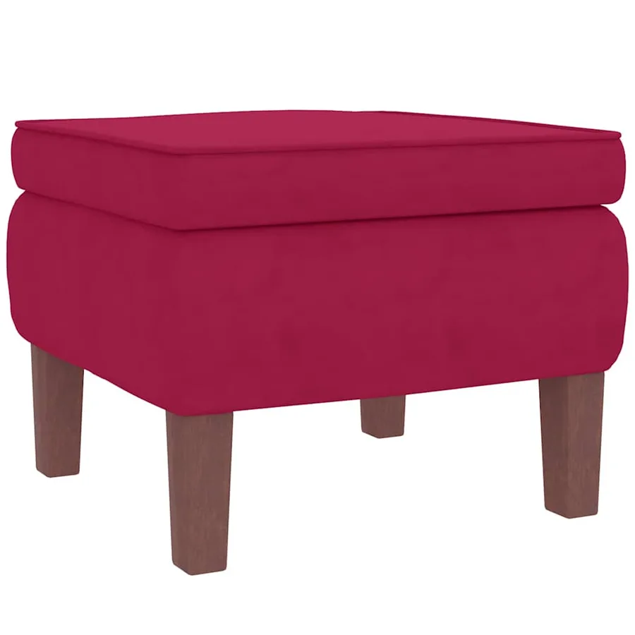 Fauteuil à bascule à oreilles en velours rouge vin bois massif - 8
