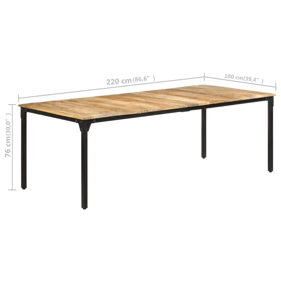 Table de salle à manger 220x100x76 cm Bois de manguier brut - 7