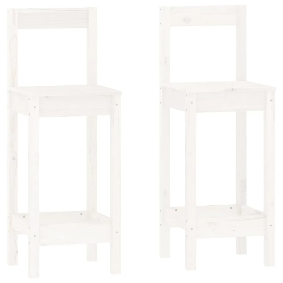 Ensemble de bar 3 pcs Blanc Bois de pin massif - 5