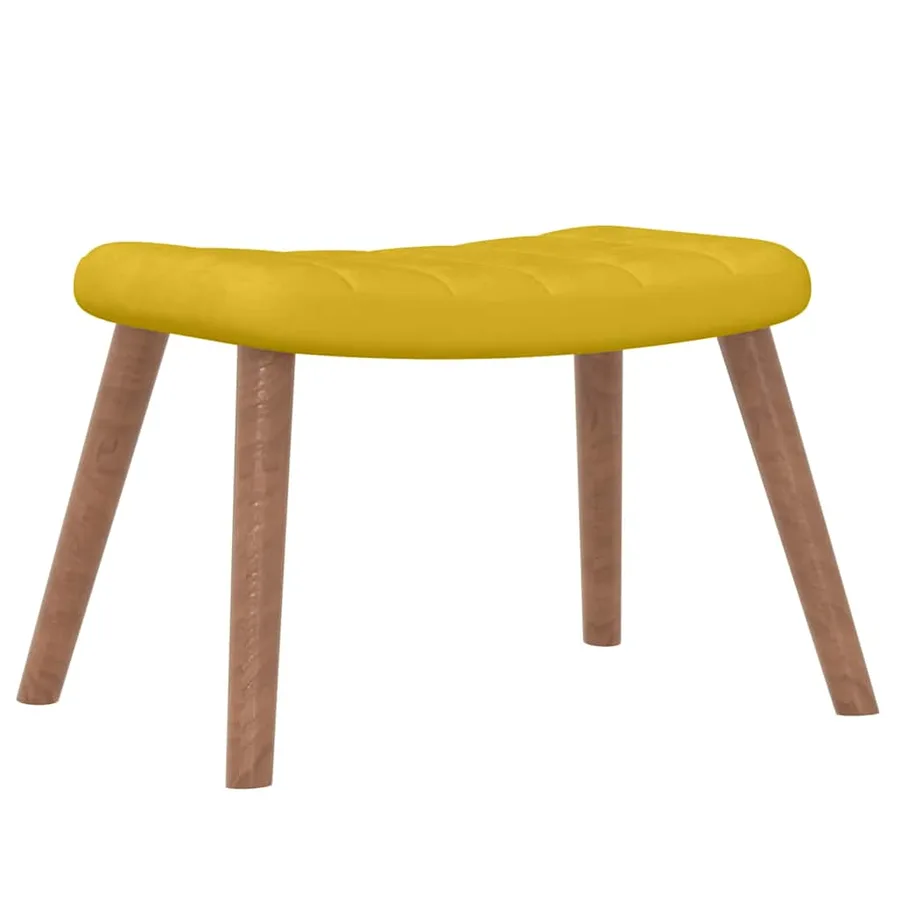 Chaise de relaxation avec repose-pied Jaune moutarde Velours - 7
