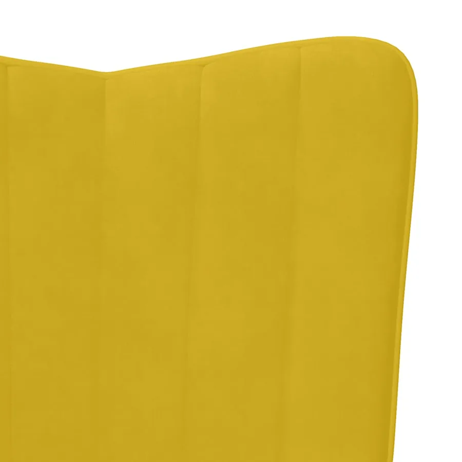 Chaise de relaxation avec repose-pied Jaune moutarde Velours - 9