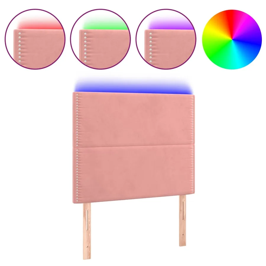 Tête de lit à LED Rose 80x5x118/128 cm Velours - 2