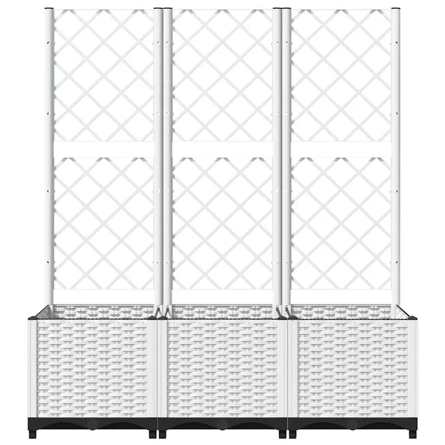 Jardinière avec treillis Blanc 120x40x136 cm PP - 4