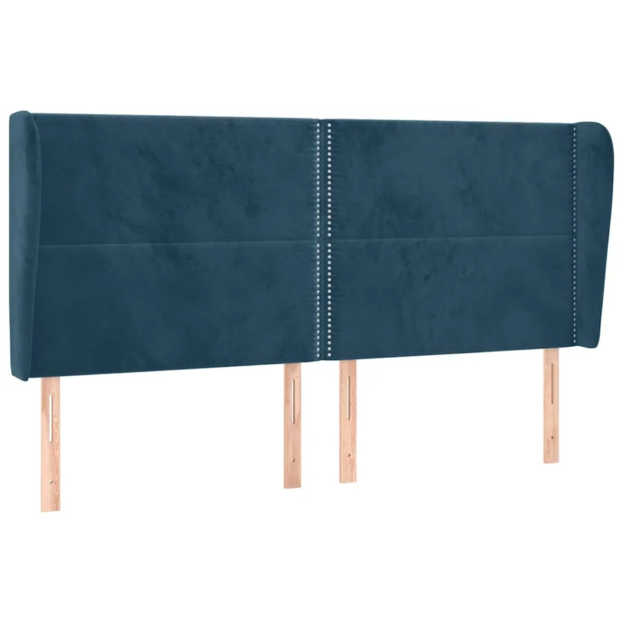 Tête de lit avec oreilles Bleu foncé 163x23x118/128 cm Velours - 2