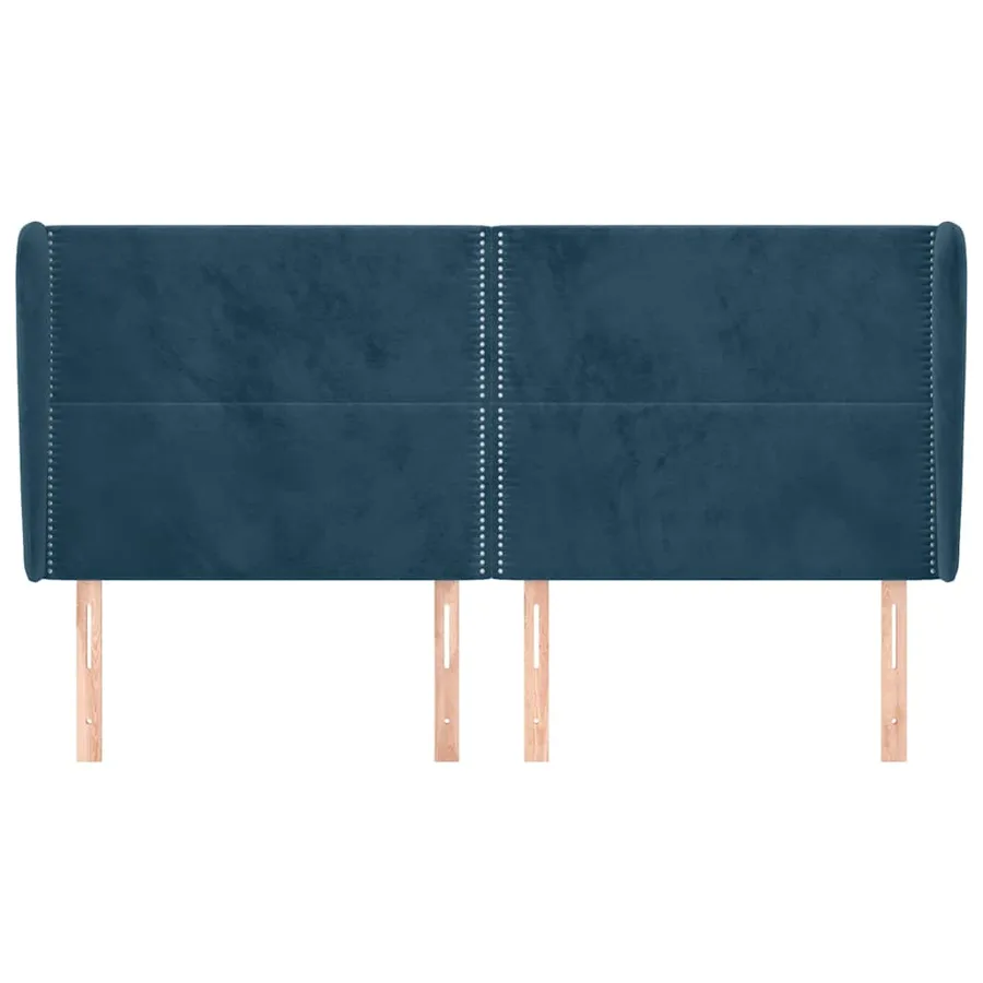 Tête de lit avec oreilles Bleu foncé 163x23x118/128 cm Velours - 3