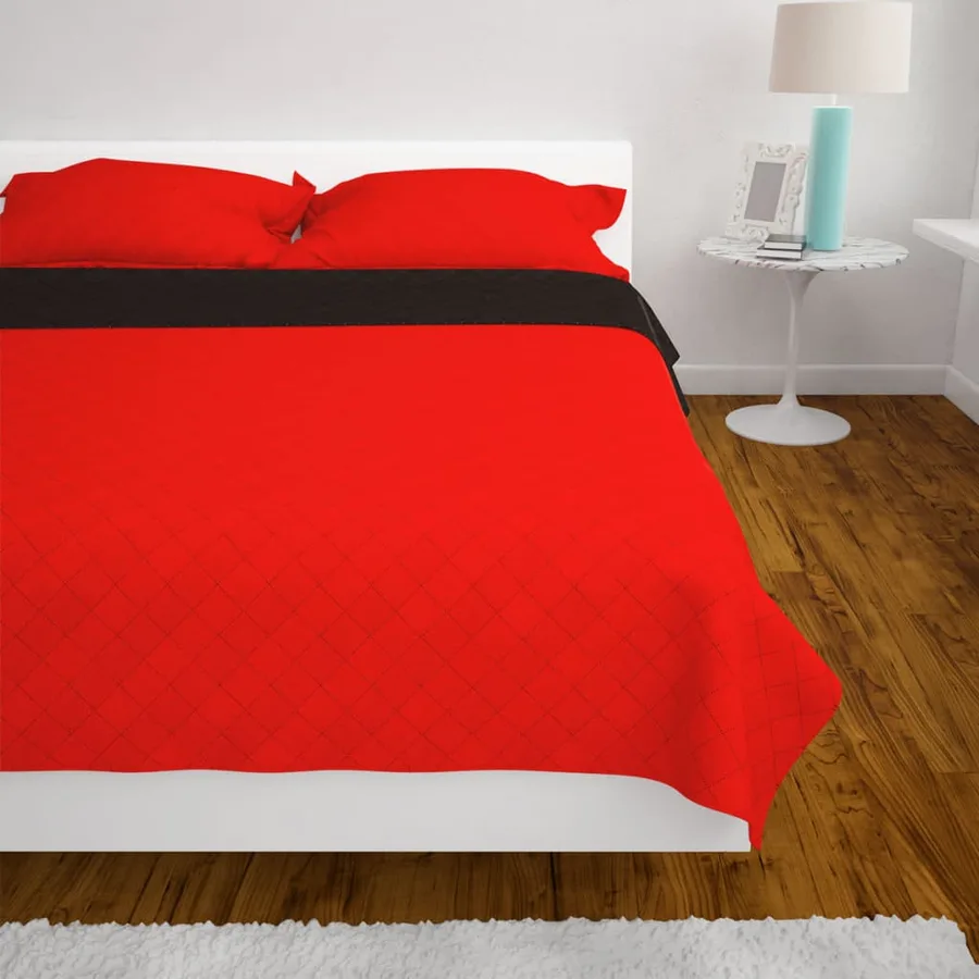 Couvre-lit matelassé double-face Rouge et noir 220x240 cm - 4