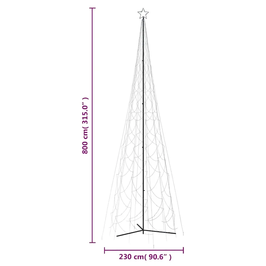 Arbre de Noël cône 3000 LED bleu 230x800 cm - 9