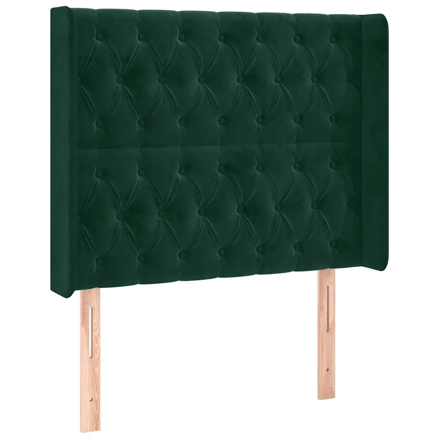 Tête de lit avec oreilles Vert foncé 93x16x118/128 cm Velours - 2
