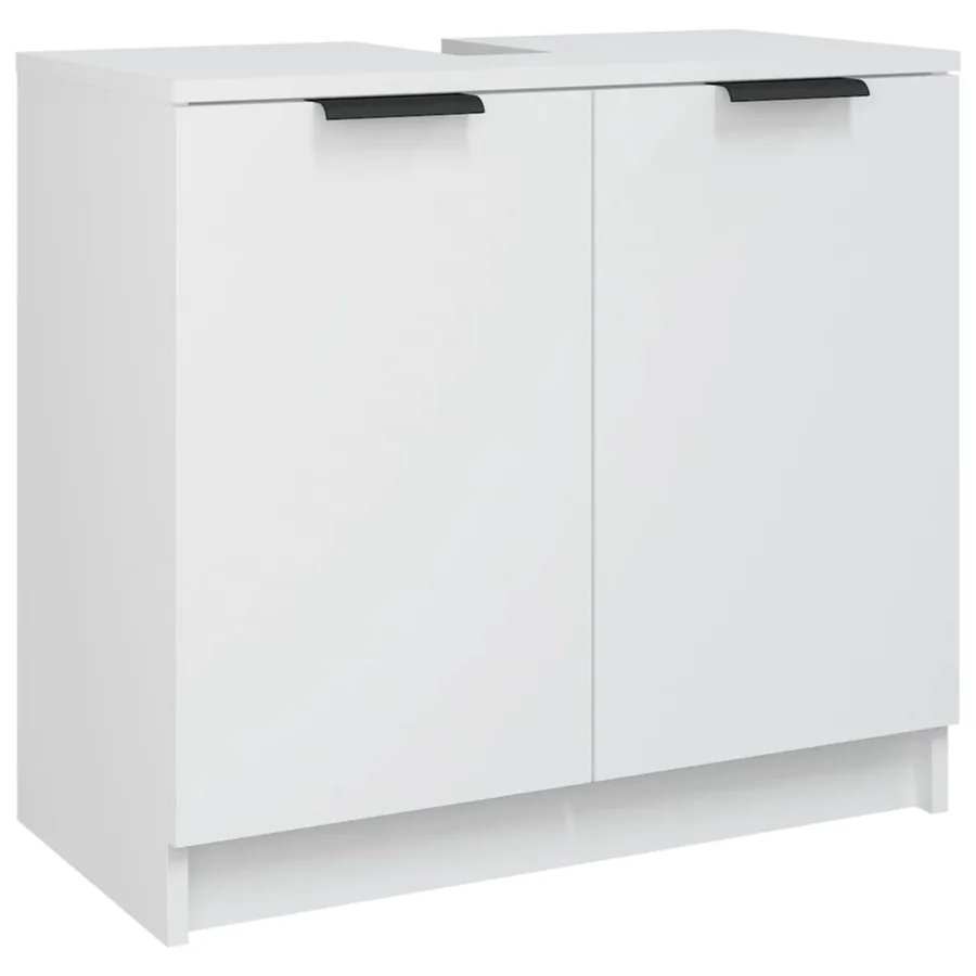 Meubles de salle de bain 5 pcs Blanc Bois d'ingénierie - 8